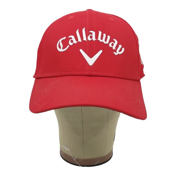 Callaway Metallic Logo Adjustable Strapback Golf Cap Baseball Trucker Hat Red - Picture 5 of 12